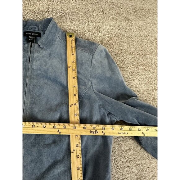 Valerie Stevens 100% Leather Suede Jacket Blue Large - Picture 4 of 14